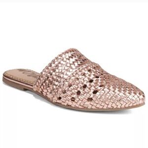 Sam Edelman | Women’s Rose Gold Metallic Woven Natalya Leather Slides Mules Sz 6